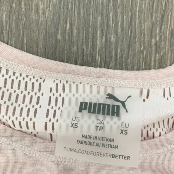 Puma Tank Top Cropped Lace Slit Open Back Mesh Burnout Rosewater Pink Size XS - Picture 7 of 12